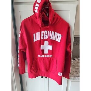 Lifeguard Apparel Cozy Hoodie-Miami Beach- Size S,‎ Red